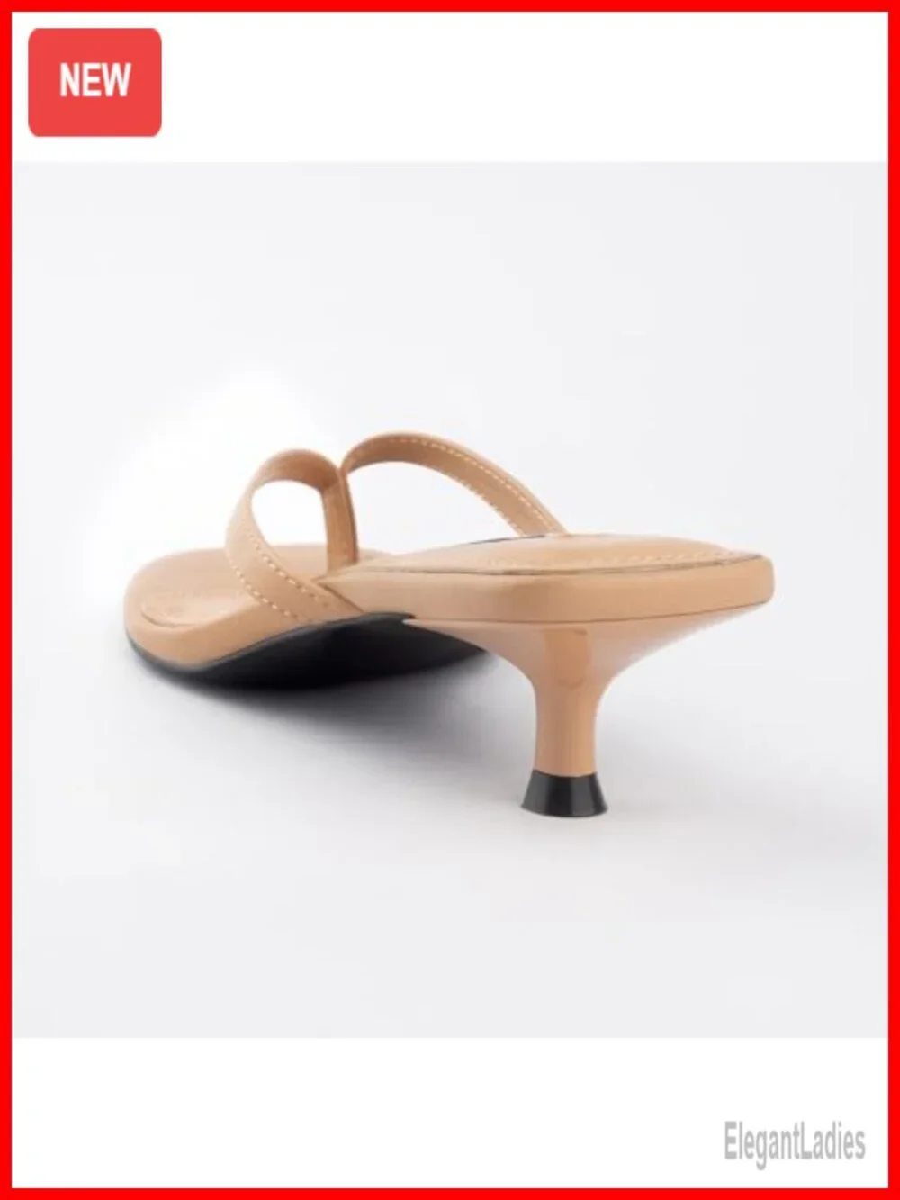 Kitten Heel Thong Sandals PU Leather Comfort Slip-On Women